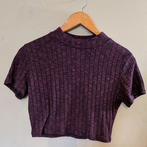 Cropped Heathered Purple Sweater Top